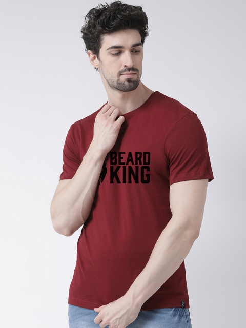 

Friskers Men Maroon Printed Round Neck T-shirt