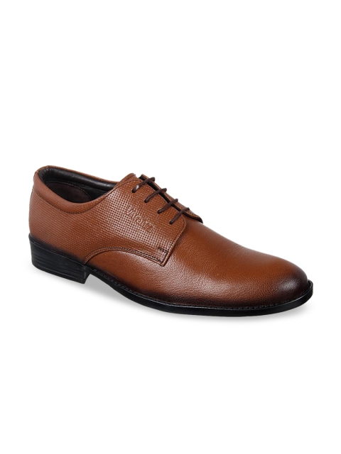 

Vardhra Men Tan Brown Textured Leather Formal Derbys