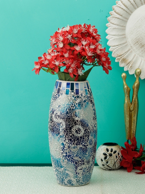 

Aesthetic Home Solutions Blue & White Flower Embossed Ceramic Vase