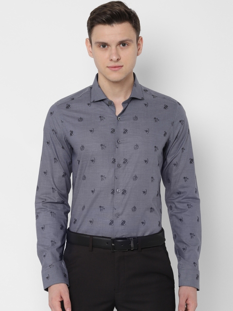 

SIMON CARTER LONDON Men Grey Slim Fit Printed Casual Shirt