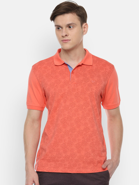 

Allen Solly Men Peach-Coloured Printed Polo Collar T-shirt