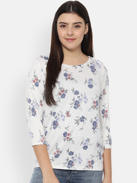 

Allen Solly Woman White & Blue Printed Top
