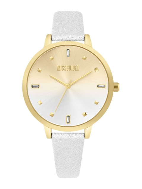 

Missguided Women White Analogue Leather Watch MG020SG
