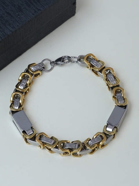 

Dare by Voylla Men Silver-Plated Stainless Steel Handcrafted Link Bracelet