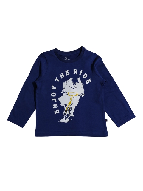 

KiddoPanti Boys Navy Blue & White Printed Round Neck T-shirt