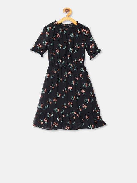 

Cherokee Girls Black & Pink Printed Fit and Flare Dress