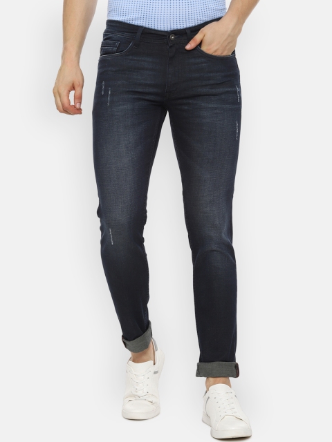 

Solly Jeans Co. Men Navy Blue Skinny Fit Mid-Rise Low Distress Jeans