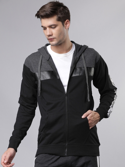 

Ecko Unltd Men Black & Grey Colourblocked Hooded Sweatshirt