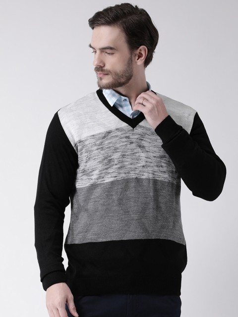 

COBB Men Grey Colourblocked Pullover Sweater