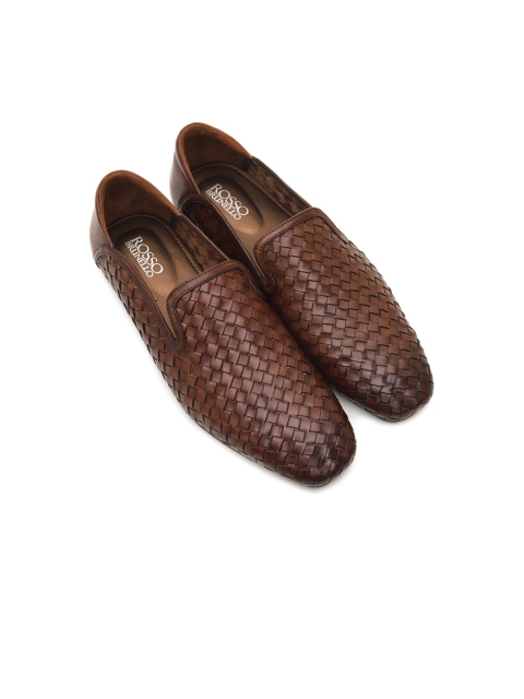 

ROSSO BRUNELLO Men Brown Woven Design Leather Loafers