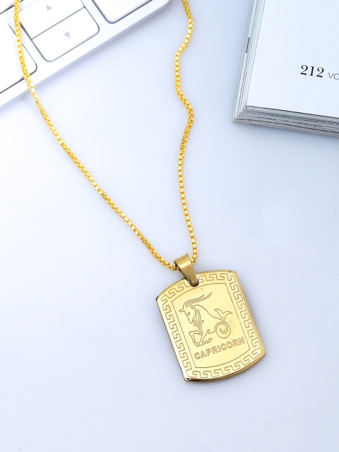 

Dare by Voylla Men Gold-Plated Rashi Signs Capricorn Zodiac Handcrafted Pendant With Chain