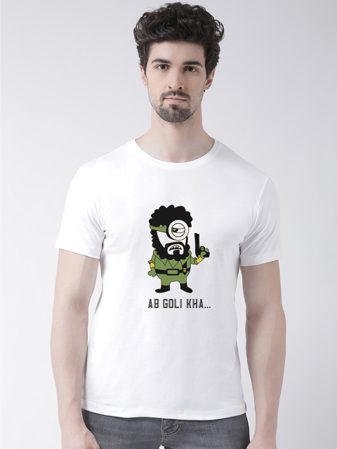 

Friskers Men White Printed Round Neck T-shirt
