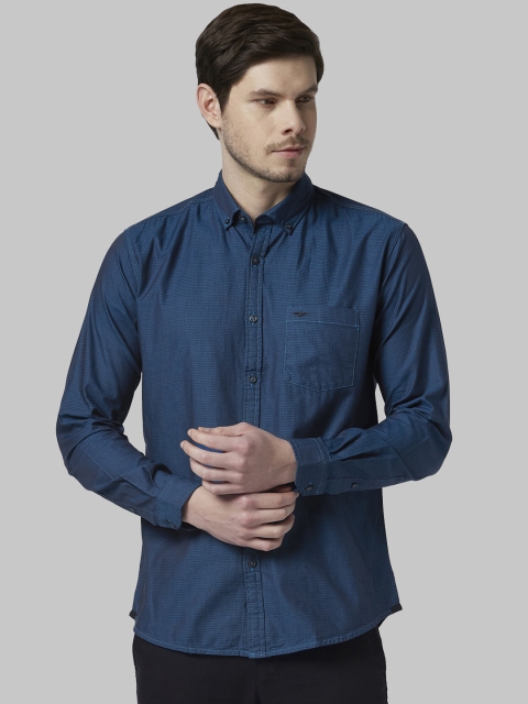 

Park Avenue Men Blue Self Design Slim Fit Casual Shirt