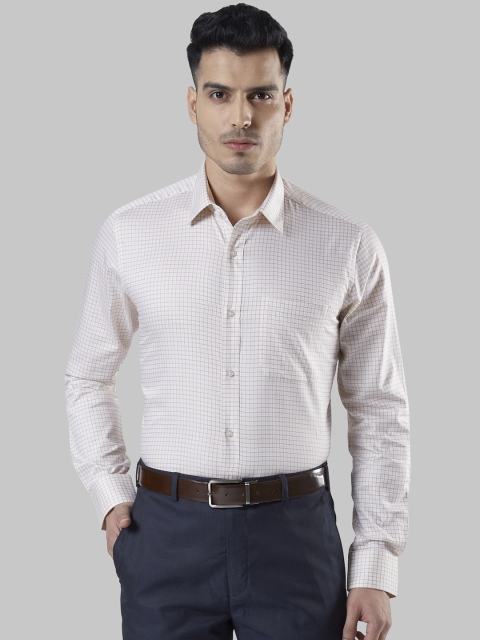 

Raymond Men Beige Regular Fit Checked Formal Shirt