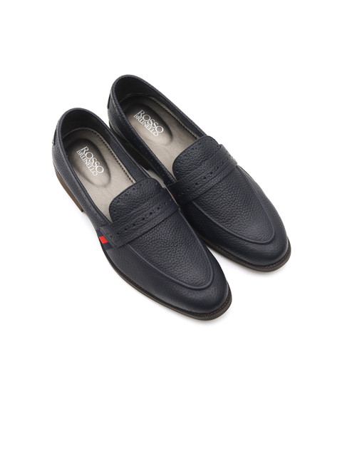

ROSSO BRUNELLO Men Blue Textured Leather Formal Loafers