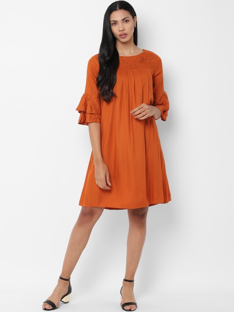 

Allen Solly Woman Women Orange Solid A-Line Dress