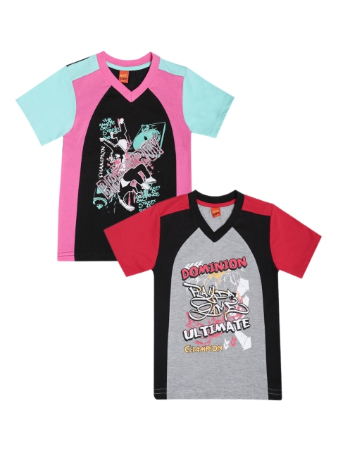 

Dollar Champion Kidswear Boys Pack of 2 Printed V-Neck T-shirt, Multi