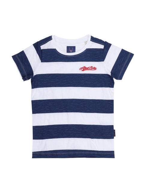 

Allen Solly Junior Boys Navy Blue Striped Round Neck T-shirt