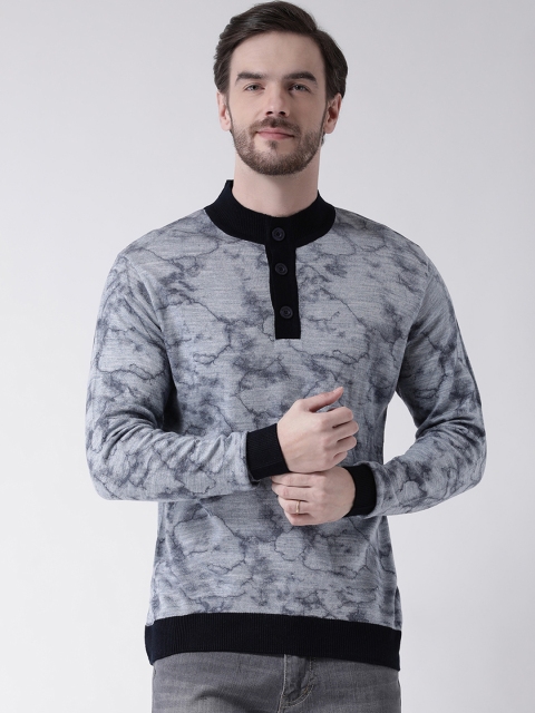 

COBB Men Blue Printed Pullover Sweater
