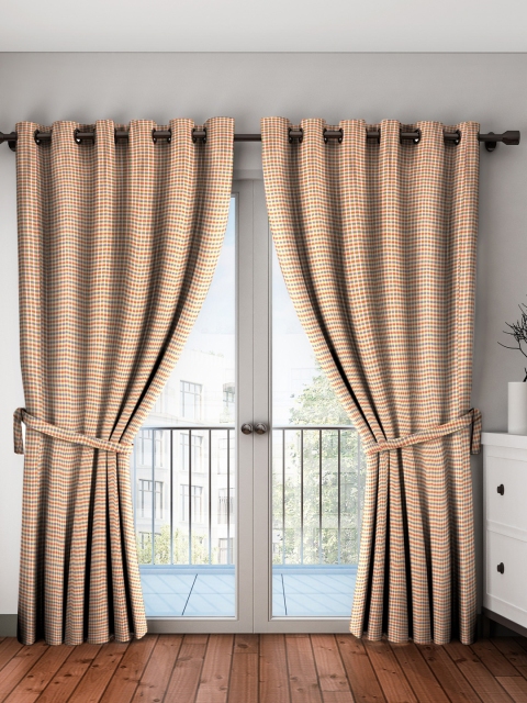 

NEUDIS Multicoloured Set of 2 Checked Door Jacquard Curtains, Multi