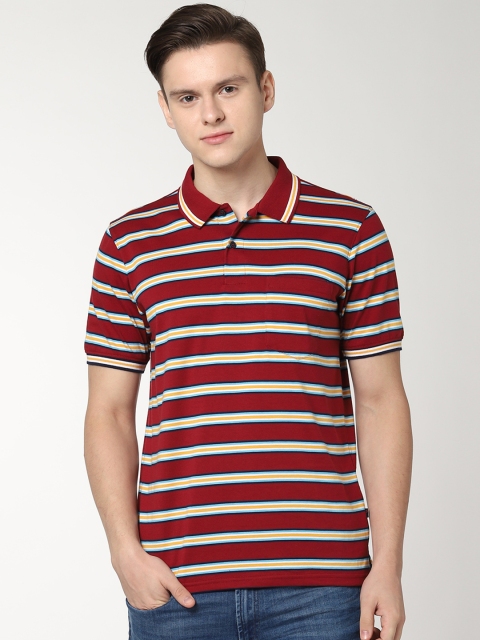 

Peter England Casuals Men Red & White Striped Polo Collar T-shirt