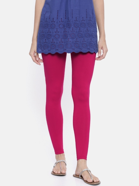 

Bitz Women Fuchsia Pink Solid Ankle-Length Organic Cotton Leggings