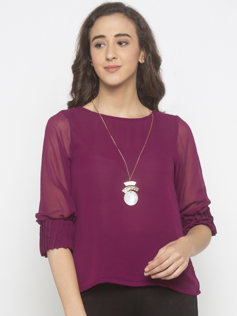 

Iti Women Purple Solid Top