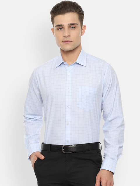 

Van Heusen Men Blue Loose Fit Checked Formal Shirt