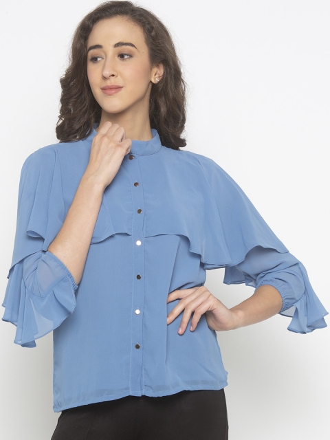 

Iti Women Blue Solid Shirt Style Top