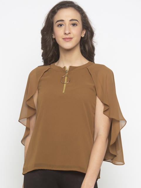 

Iti Women Brown Solid Layered Top