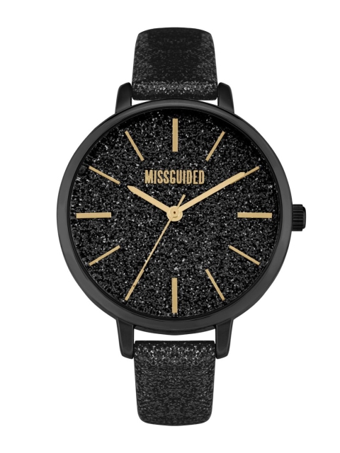 

Missguided Women Black Leather Analogue Watch MG028B