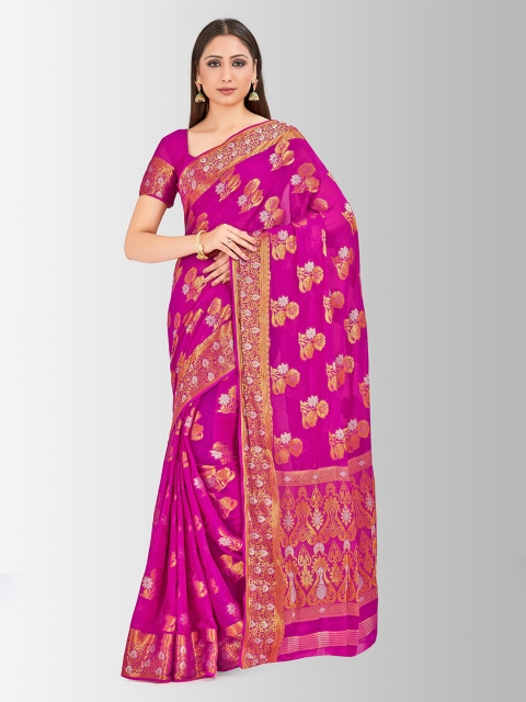 

MIMOSA Pink Poly Chiffon Woven Design Banarasi Saree