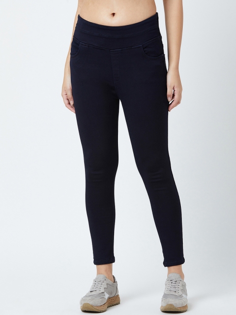 Devis Women Navy Blue Solid Denim Skinny Fit Jeggings