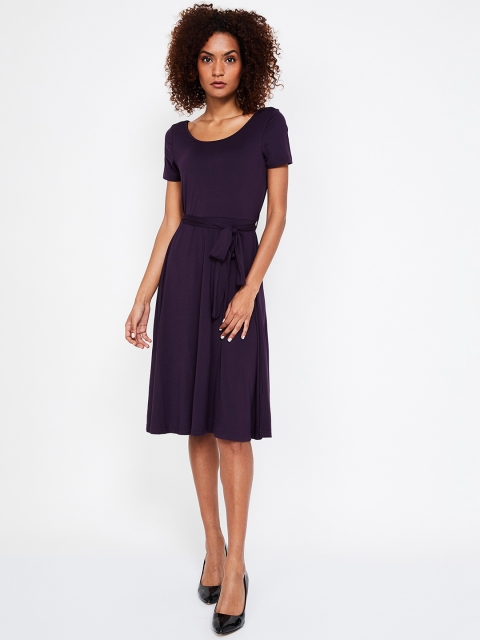 

CODE by Lifestyle Women Purple Solid Fit and Flare Dress