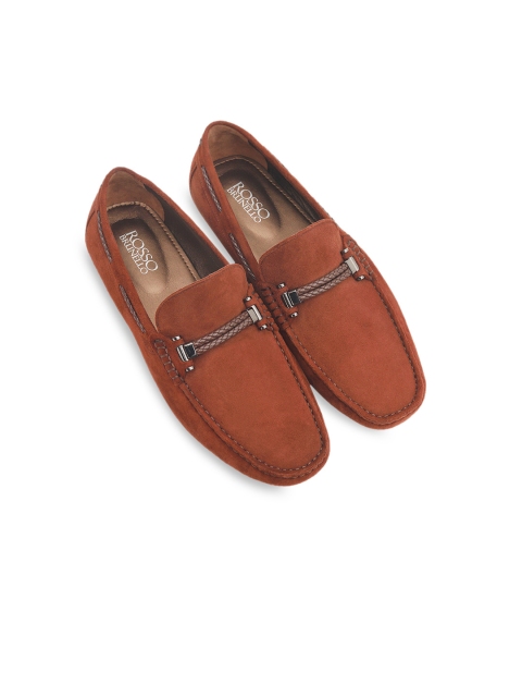 

ROSSO BRUNELLO Men Tan Brown Solid Leather Driving Shoes