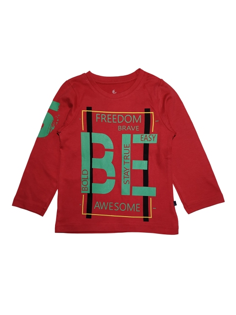 

KiddoPanti Boys Red & Green Printed Round Neck T-shirt
