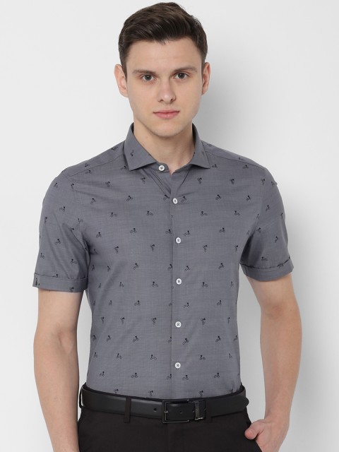 

SIMON CARTER LONDON Men Grey Slim Fit Printed Formal Shirt