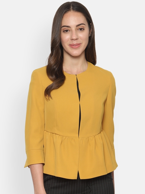 

Van Heusen Women Yellow Solid Open-Front Blazer