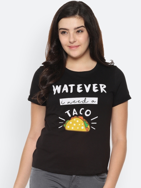 

People Women Black Printed Top