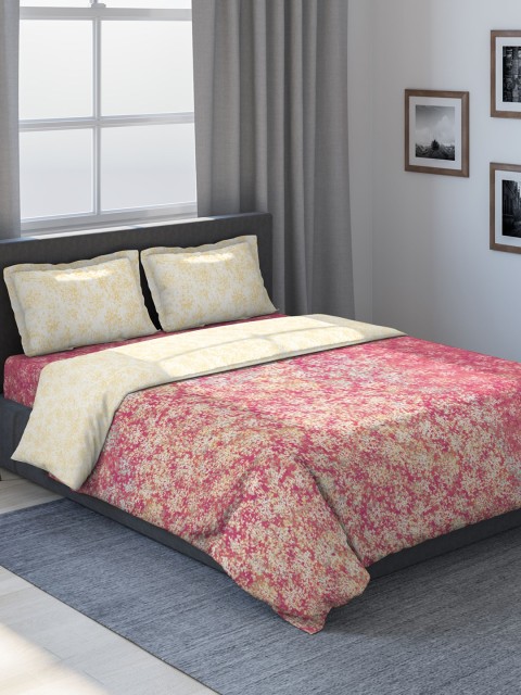 

DDecor Pink & Yellow Printed Bedding Set, Red