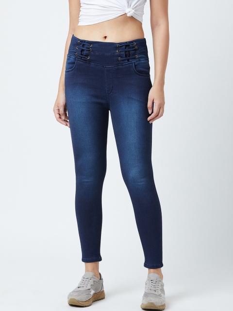 Devis Women Blue Solid Denim Skinny Fit Jeggings