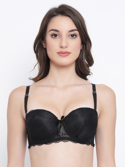 

Clovia Black Lace Padded Wired Balconette Push-Up Bra BR1990P1334B