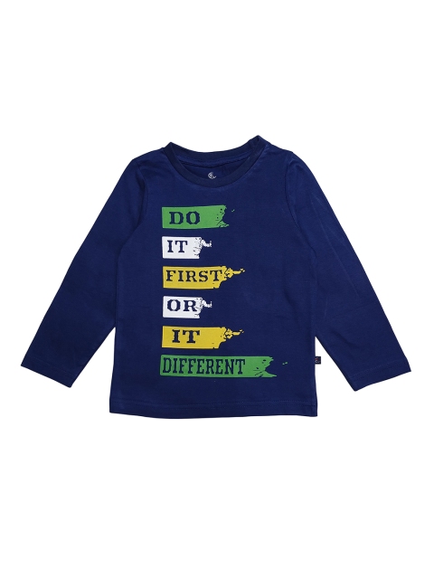 

KiddoPanti Boys Navy Blue Printed Round Neck T-shirt