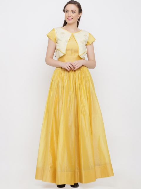 

Indian Virasat Yellow & Off-White Ready to Wear Lehenga with Blouse