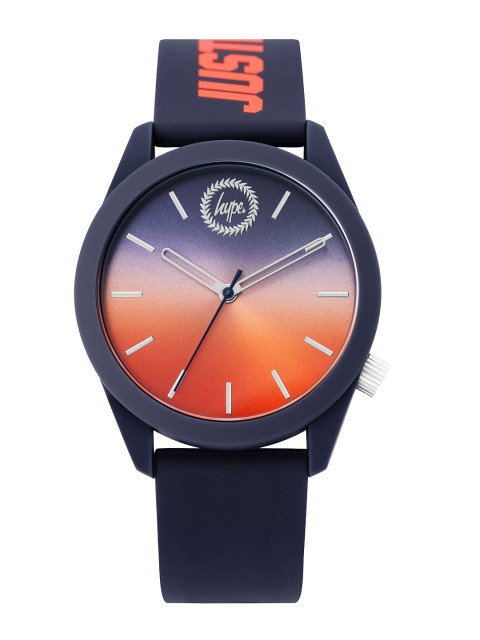 

Hype Men Navy Blue & Orange Analogue Watch HYU020UO