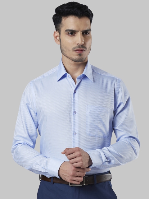 

Raymond Men Blue Regular Fit Self Design Formal Shirt