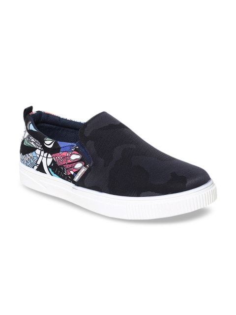 

Flying Machine Men Black Printed Slip-On Sneakers