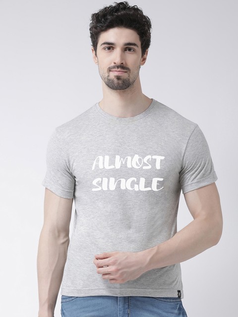 

Friskers Men Grey Printed Round Neck T-shirt