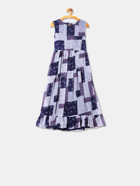 

Cherokee Girls Blue & Grey Printed Fit and Flare Dress