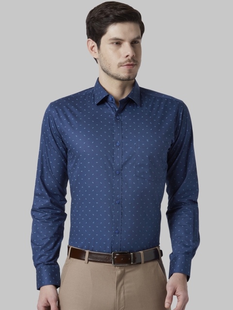 

Park Avenue Men Blue Printed Slim Fit Formal Shirt